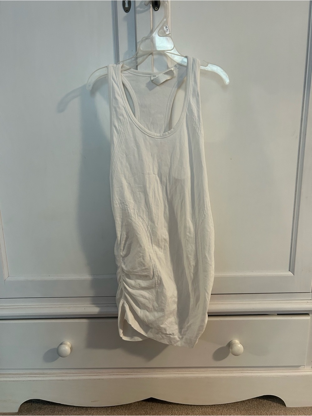 Athleta White Racerback Tank with Side Ruching